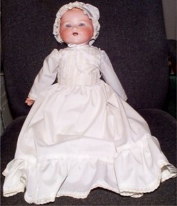 Cream Baby's Dress and Bonnet