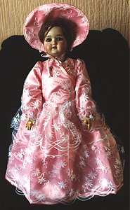 Pink Satin Dress and Bonnet