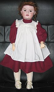 Maroon Dress with Cream Smock